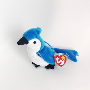 TY Beanie Baby Rocket the Blue Jay and Teenie Rocket Vintage Retired Rocket Bird Beanie Baby 1997 Collectible Stuff Animal Rare with Errors