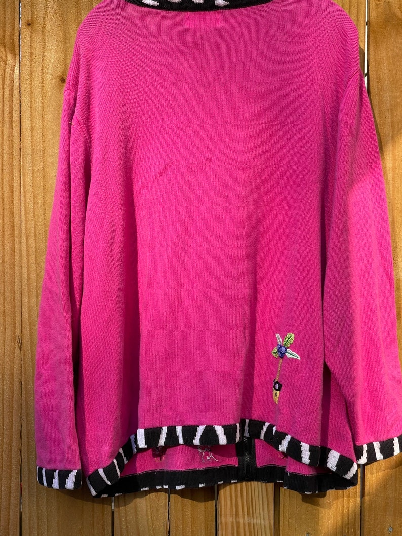 Hot Pink Palm Trees Sweater with Zipper Cardigan Size 2X Plus Size Christmas in July Ugly Christmas Sweater Holiday Sweater Winter Sweater image 2