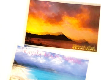 Vintage Hawaii Postcard Set: Waikiki Beach & Diamond Head