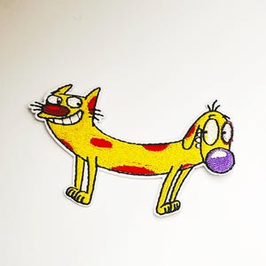 Cartoon Patch Katzenhund Patch Charakter Aufnäher zum Aufbügeln oder Aufnähen Abzeichen Applikation Animation Patch Jacke Patch Gestickter Aufnäher