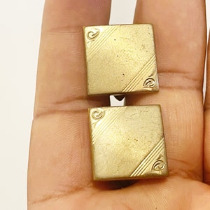 Vintage Swank Gold-tone Cufflinks Vtg Square Cuff Links Signed Men&#39;s Suit Accessories Groom and Groomsmen Gift Square Etched Cuff Links