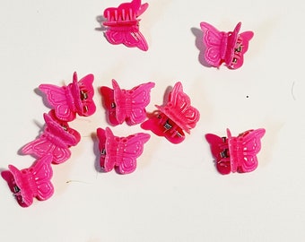 90s Style Pink Butterfly Clips Mini Butterflies Hair Clip Hair Accessories Set of 10 Butterfly Small Hair Claws for Girls Retro Barrettes