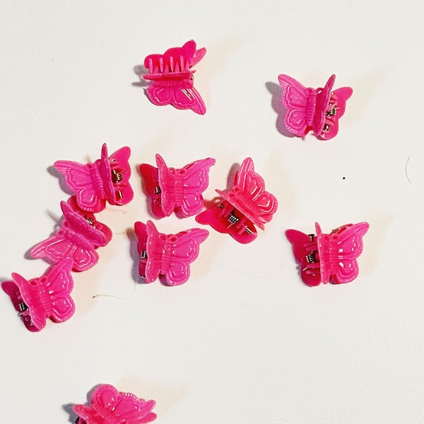 90er Jahre Stil Rosa Schmetterling Clips Mini Schmetterlinge Haarspange Haarschmuck Set von 10 Schmetterling Kleine Haarkrallen für Mädchen Retro Haarspangen