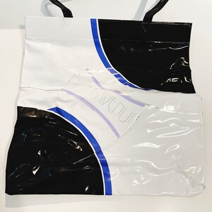 1986 Vinyl Fifth Avenue Avon Tote Vintage Purse Avon Collectors Tote Bag Black and White Shopping Bag Vtg 1980s