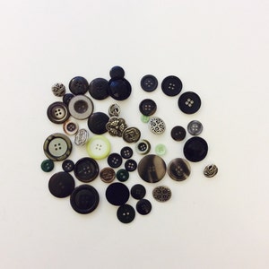 Buttons Black White Grey Charcoal Button Lot 45 Count Sewing Crafts Scrapbooking, Art Supplies Vintage Button Mixed Lots Sew Supplies