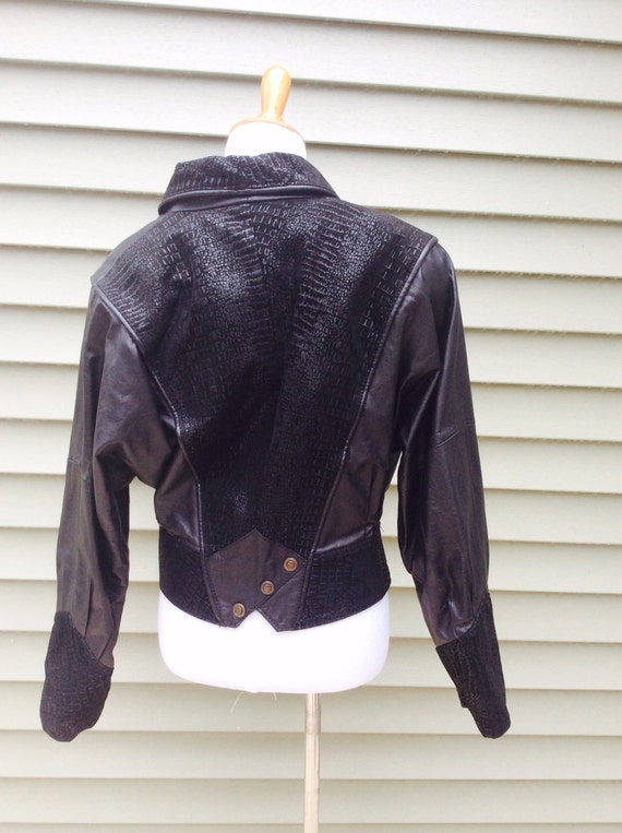 Vintage Black Leather Jacket 1990s Black Leather … - image 2