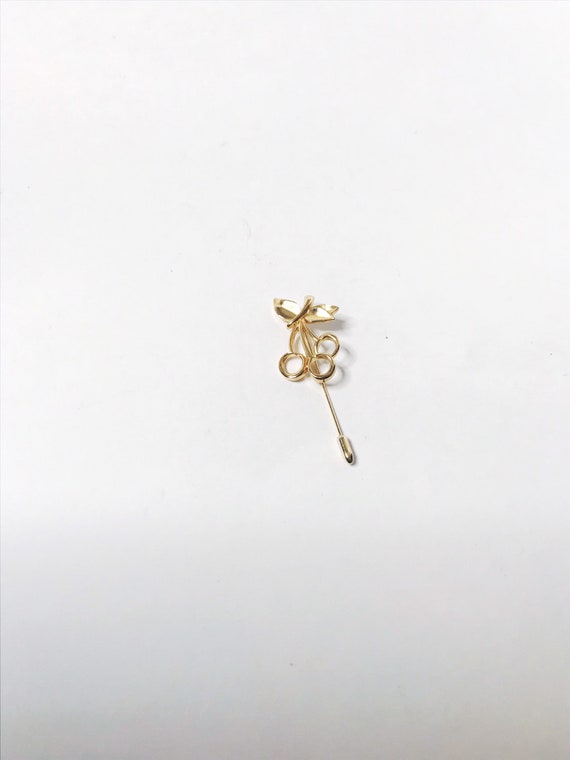 Vintage Cherry Stick Pin Lapel Hat Pins Gold-tone… - image 6