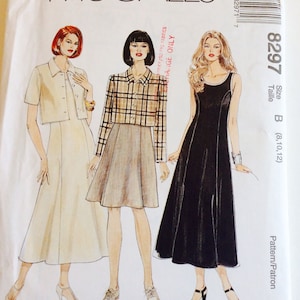 Short Sleeve Dress Jacket Pattern McCall&#39;s Easy Pattern #8297 Size B Ladies Sizes 8 10 12  Unused New Old Stock Misses&#39; Dress in 2 Lengths
