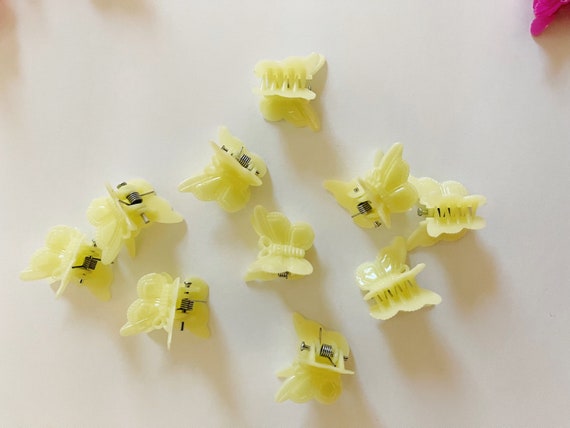 90s Style Light Yellow Butterfly Clips Mini Butte… - image 5