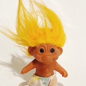 Vintage Orange Hair Blue Eye Troll Doll Retro 1990&#39;s Collectible DAM Russ 3&quot; Troll Dolls Rainbow Shorts Wearing Troll Doll
