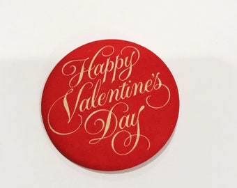 Vintage Hallmark Valentines Button Pin Happy Valentines Day Button Pinback Vintage 1980s 80s