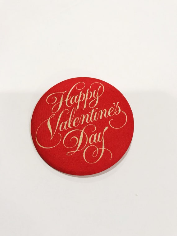 Vintage Hallmark Valentines Button Pin Happy Vale… - image 1