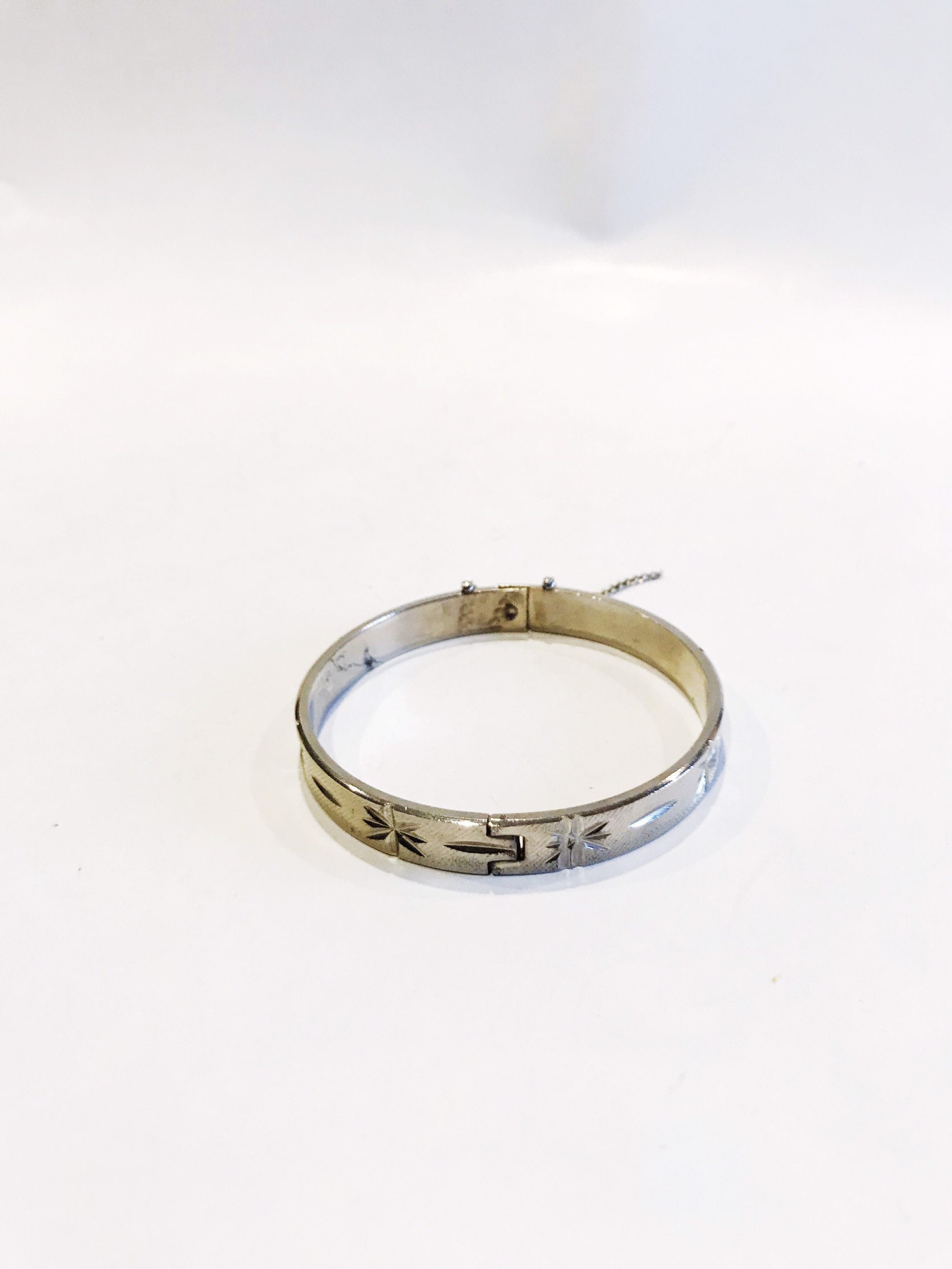 ☆激レア象牙調バングル☆天然物 シルバー 彫刻 Edogawa】☆激