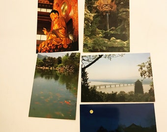 Vintage Asian Landmark Postcards: China Travel Souvenir, Set of 5