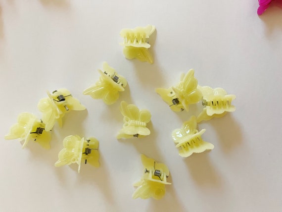 90s Style Light Yellow Butterfly Clips Mini Butte… - image 6
