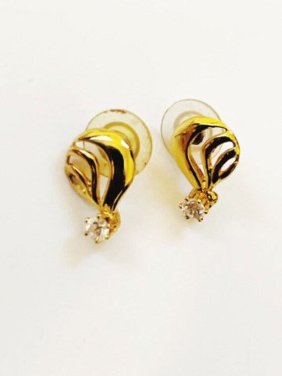 Vintage Air Balloon Earrings Gold Tone Tear-drop … - image 4