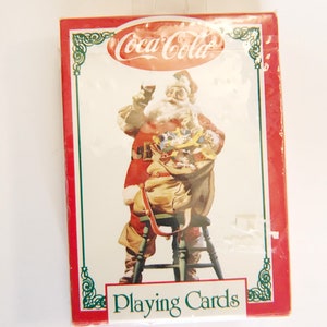 Cartas de jogar Vintage Coco Cola Santa Christmas Novo estoque antigo Stuffer Vtg Holiday Baralho de cartas ilustrativo 1994 Coca-Cola Company