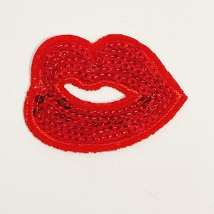 Red Sequins Lips Applique Sew On Patch Applique Patches DIY Patch Backpack Jacket Clothing Sash Retro DIY Project Appliqués Patches
