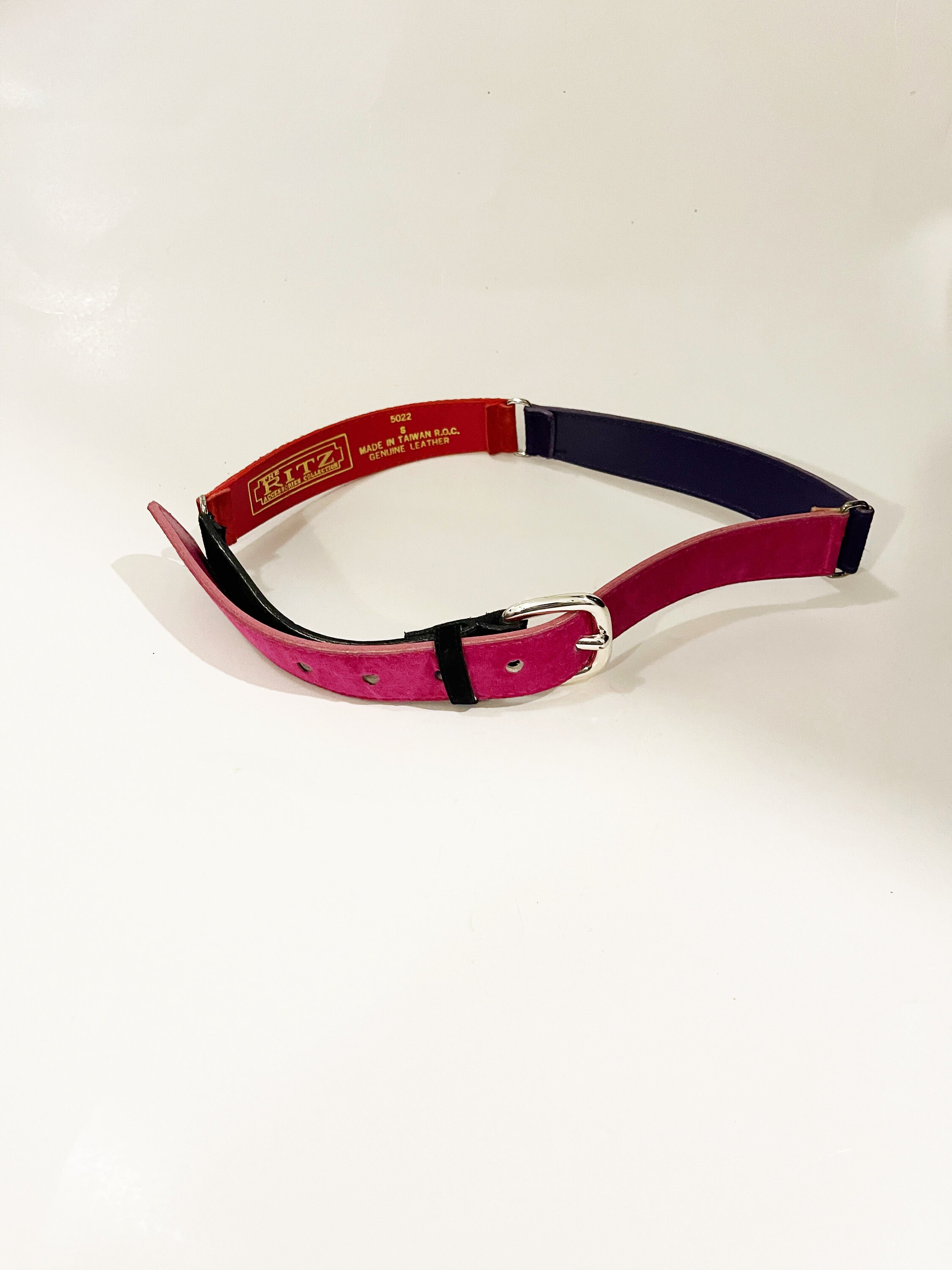 Vintage Color Block Leather Belt: 1990s Funky Retro Style  display picture 2