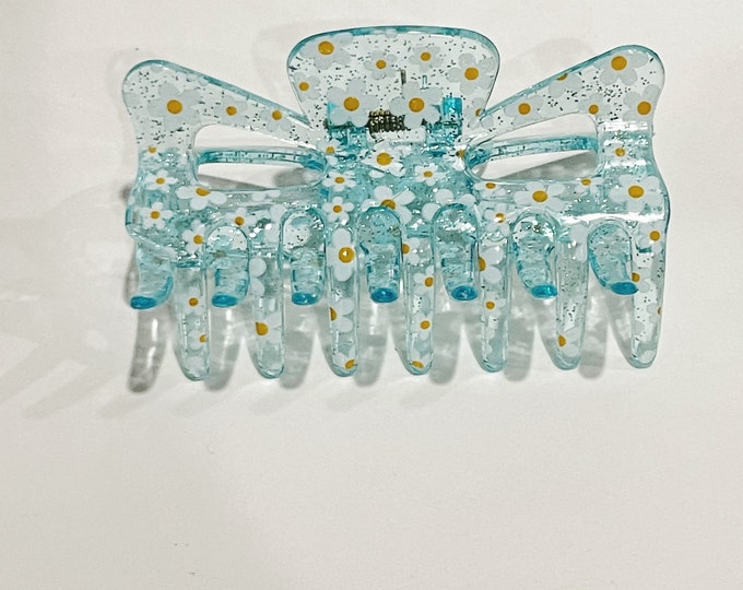 Blue Glitter Hair Claw Daisy Flower Hair Clip Flower Power Hair Claw
