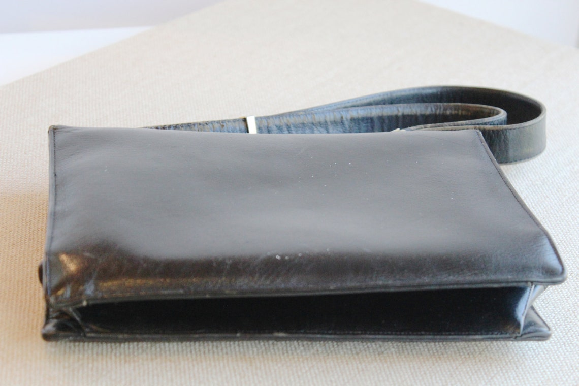 Vintage Koret Black Leather Handbag: 1950s Retro Purse, Foto 4 von 5