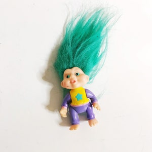 Vintage Troll Green Hair Troll Doll 1990&#39;s 1980&#39;s Baby Troll Movable Arms and Legs Collectible Dolls Retro Toys Magical Creatures