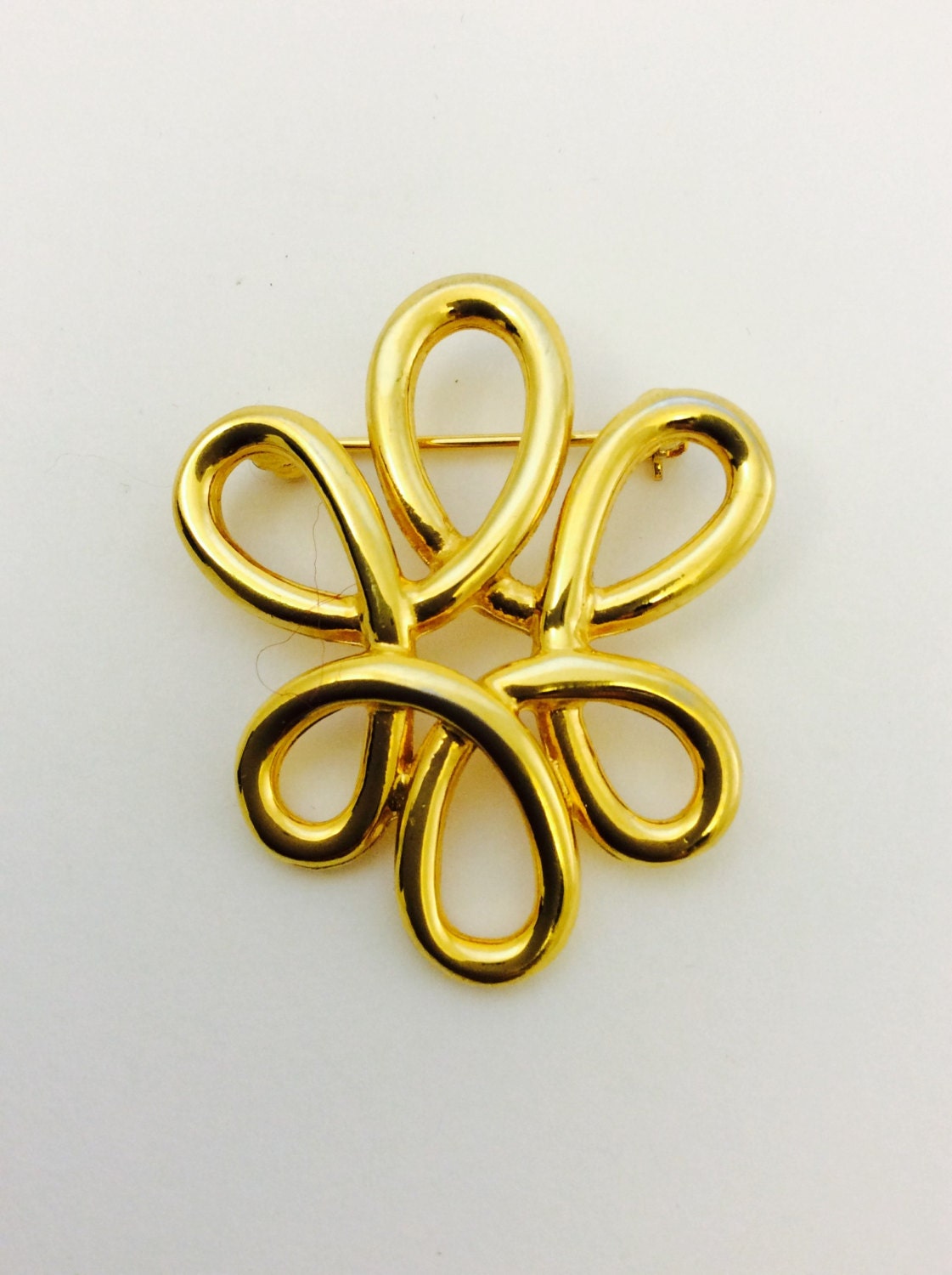 Anne Klein Infinity Pin Gold Tone Brooch Gold Tone Overlapping Etsy