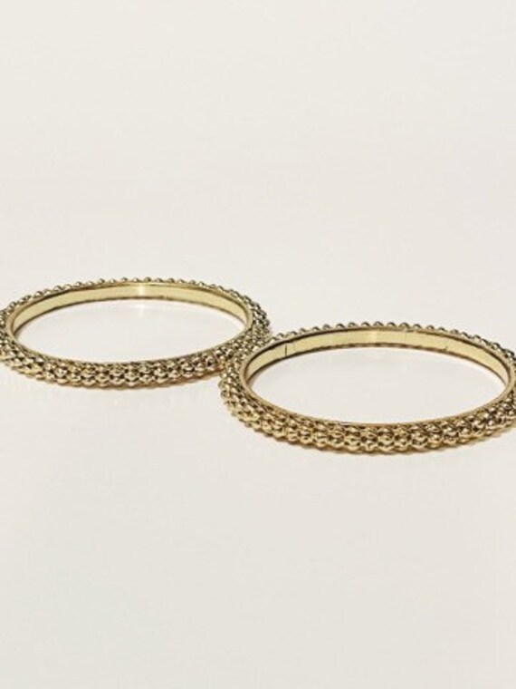 Vintage Classic Gold Tone Basic Bangles Simple St… - image 3