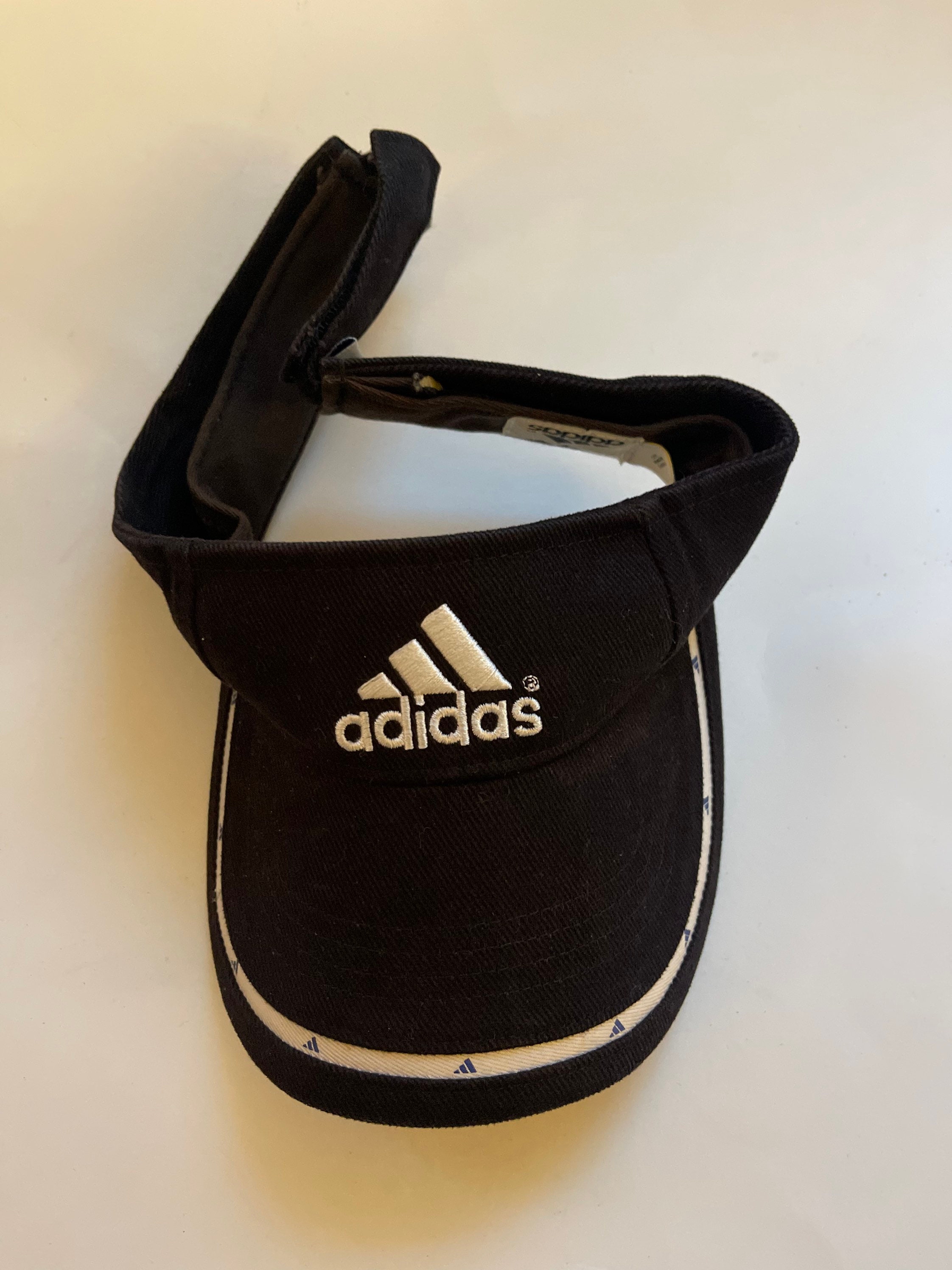 Vintage Adidas Black Sun visor Hat Sun Visor Hat Throwback Hat Retro Hat Velcro Closure Adjustable Band 100 Cotton Adidas Headgear Unisex Etsy