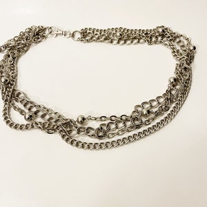 Y2K Silver Chain Belt: Multi-Layered Beaded Waist Belt, Grunge Festival Fashion