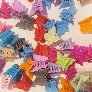 Rainbow Retro Butterfly Clips Butterfly 10 Hair Claws Mini 1990s Style Butterflies Trendy 90s Hair Clips Colorful Multicolored Clip Lot