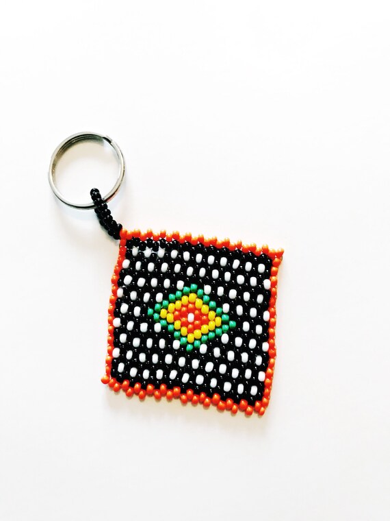 Vintage African Hand Beaded Keychain African Flag… - image 9