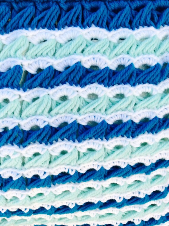 Handmade Blue White Crochet Knit Handbag Purse To… - image 5