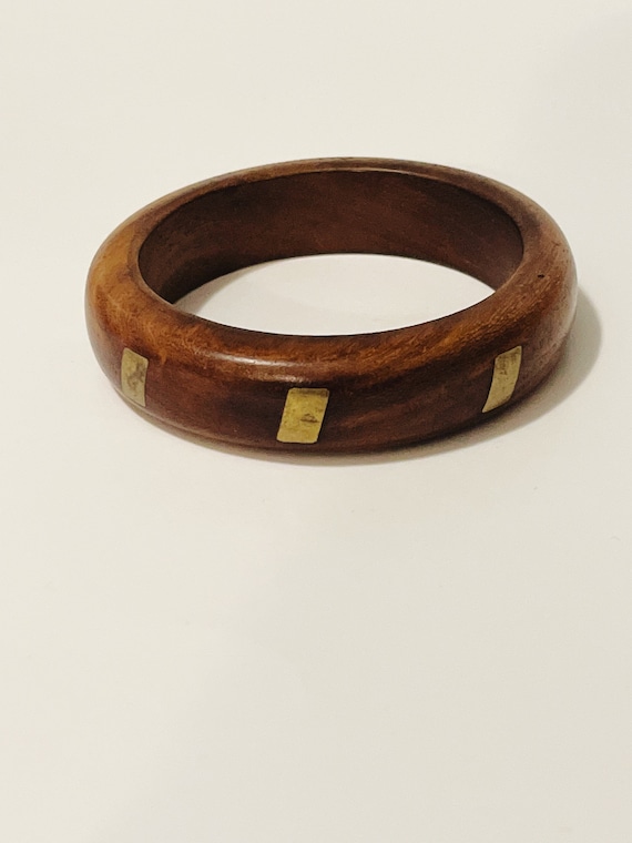 Inlaid Wood Bangle Vintage Bracelet Retro Bangle B