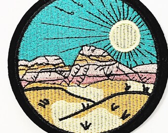 Gestickter Wüsten Landschaft Aufnäher: Bügelbild Applikation