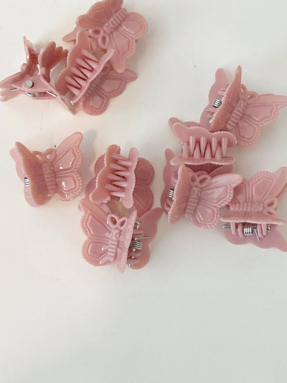 Pink Blush Rose Pink Butterfly Clip 1990s Style 9… - image 3