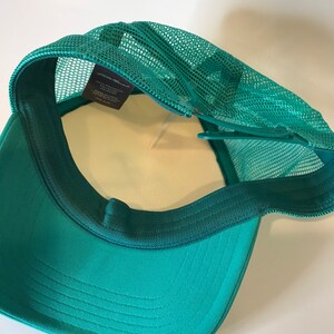 Vintage Eddie Bauer Trucker Hat Sea USA Mesh Hipster Hat Teal Green and White Snap back One Size Snapback image 2