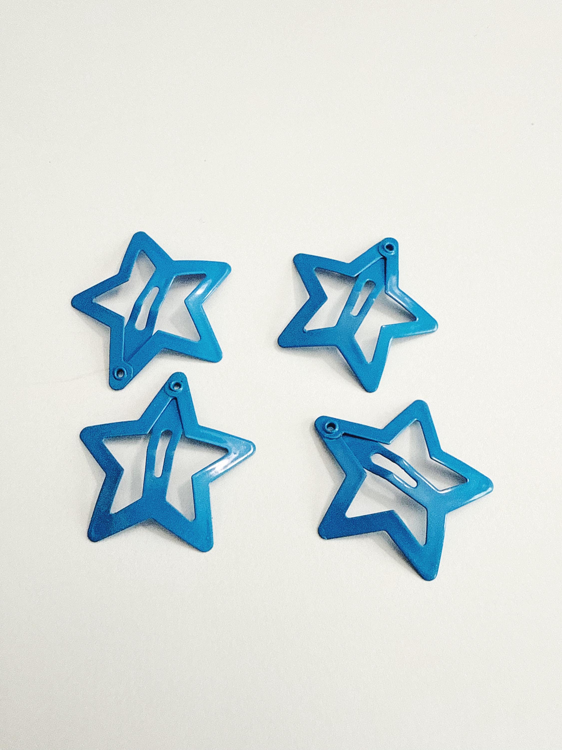 paster studio ビーニー エクステ 白 y2k スタッズ 平成 Y2K Blue Star Snap Hair Clips - 4 Piece Set - Etsy