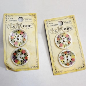 Bottoni floreali vintage La Mode su carta originale, circa 1860-1900, riproduzione da collezione, bottoni floreali, bottone con fiore primaverile