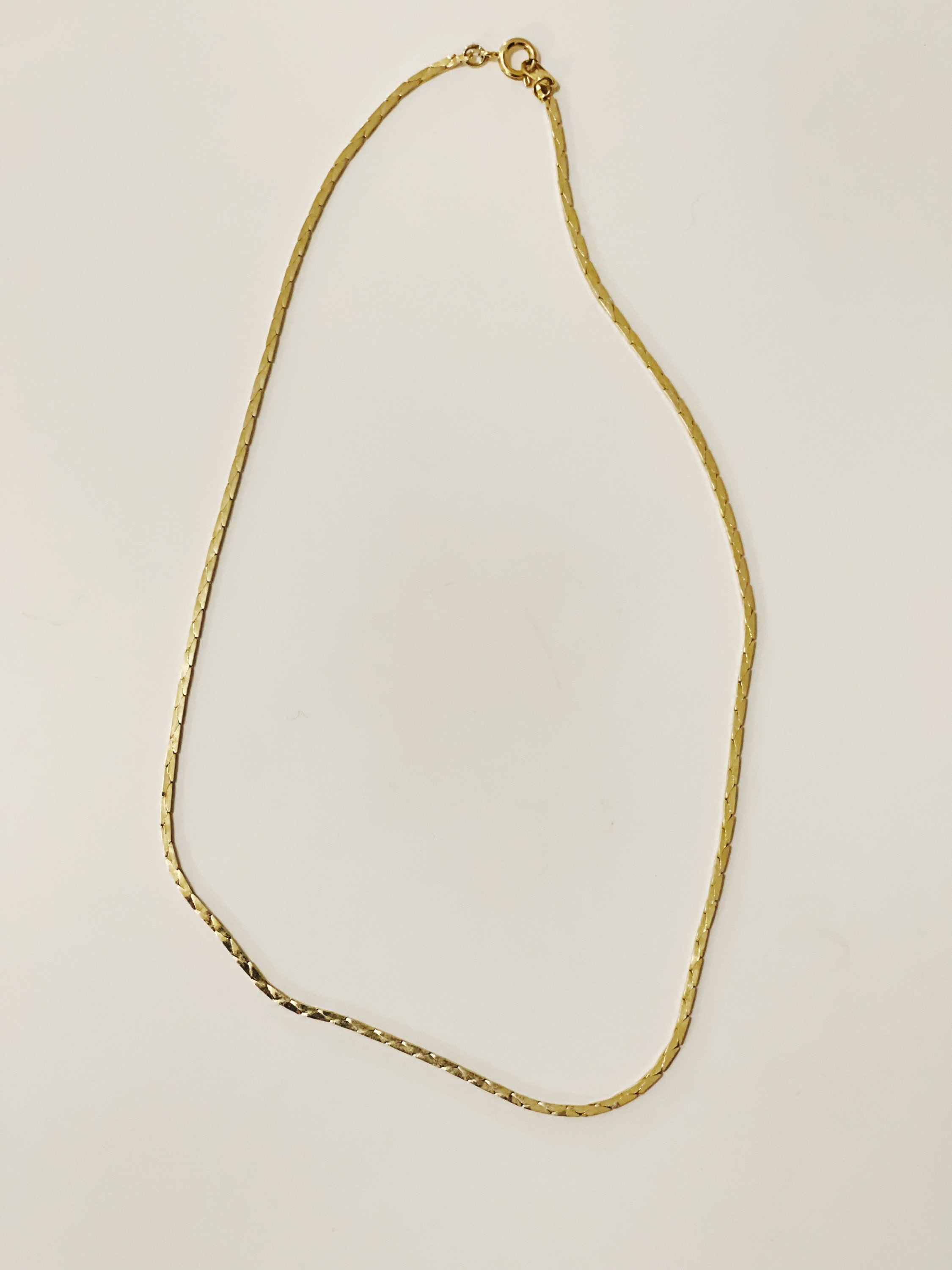 Herringbone Chain Gold Tone Necklace Flat Gold PDV Chainlink