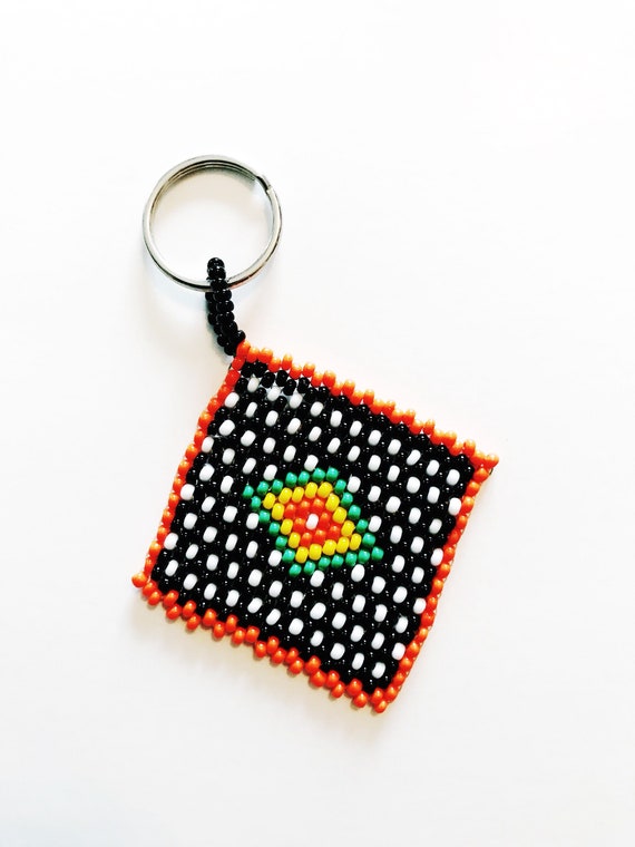 Vintage African Hand Beaded Keychain African Flag… - image 6