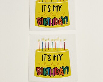 Birthday Cake Stickers: Retro Celebration Badges (2 Count)