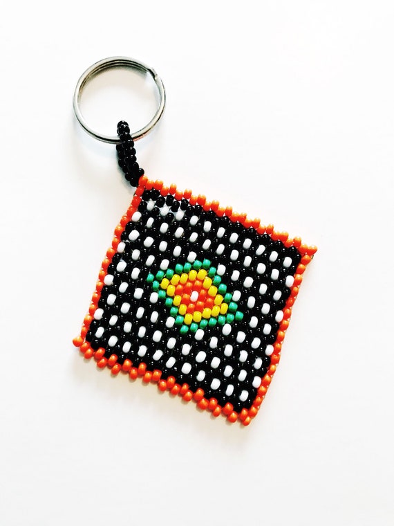 Vintage African Hand Beaded Keychain African Flag… - image 4