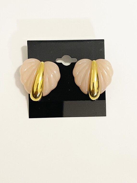 Vintage 1990s Pink and Gold Tear Drop Earrings He… - image 5