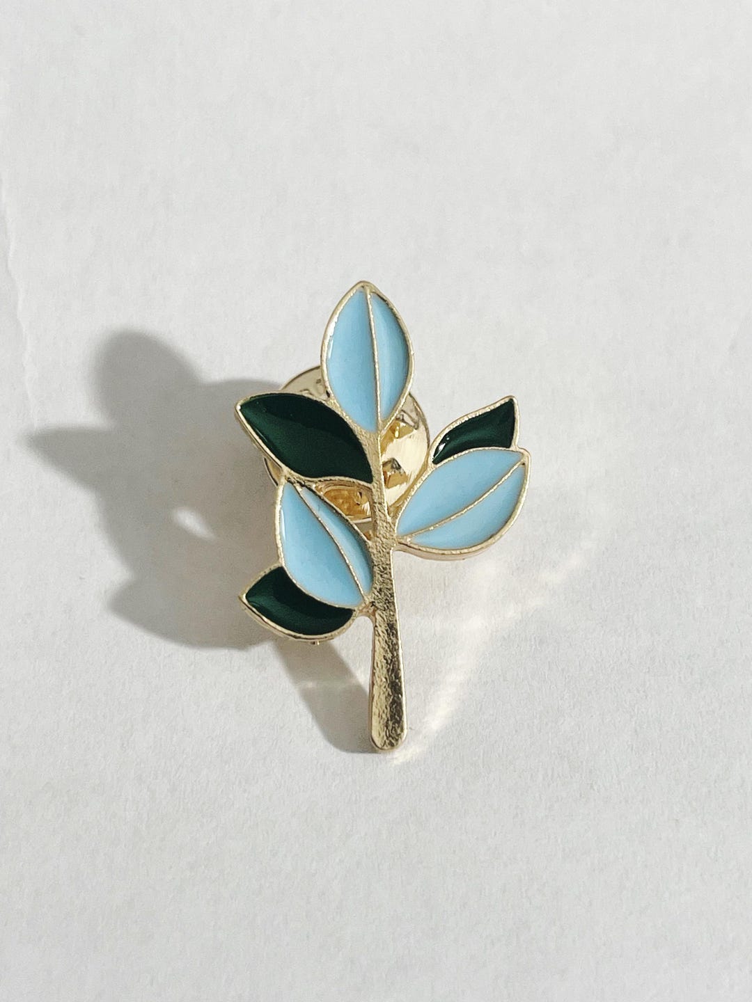 Olive Branch Enamel Pin: Blue & Green Leaf Lapel Pin - Etsy