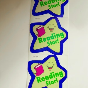 Stickers étoiles lecture vintage Super stickers Stickers récompenses Stickers lecteur étoiles 3 étoiles Stickers étudiants Stickers livres Stickers années 1990
