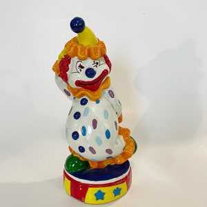 Vintage Clown Bank Hard Plastic Multi-color Bozo the Clown Figurine Coin Savings Bank Home Decor Children's Room Circus Clown Piggy Bank