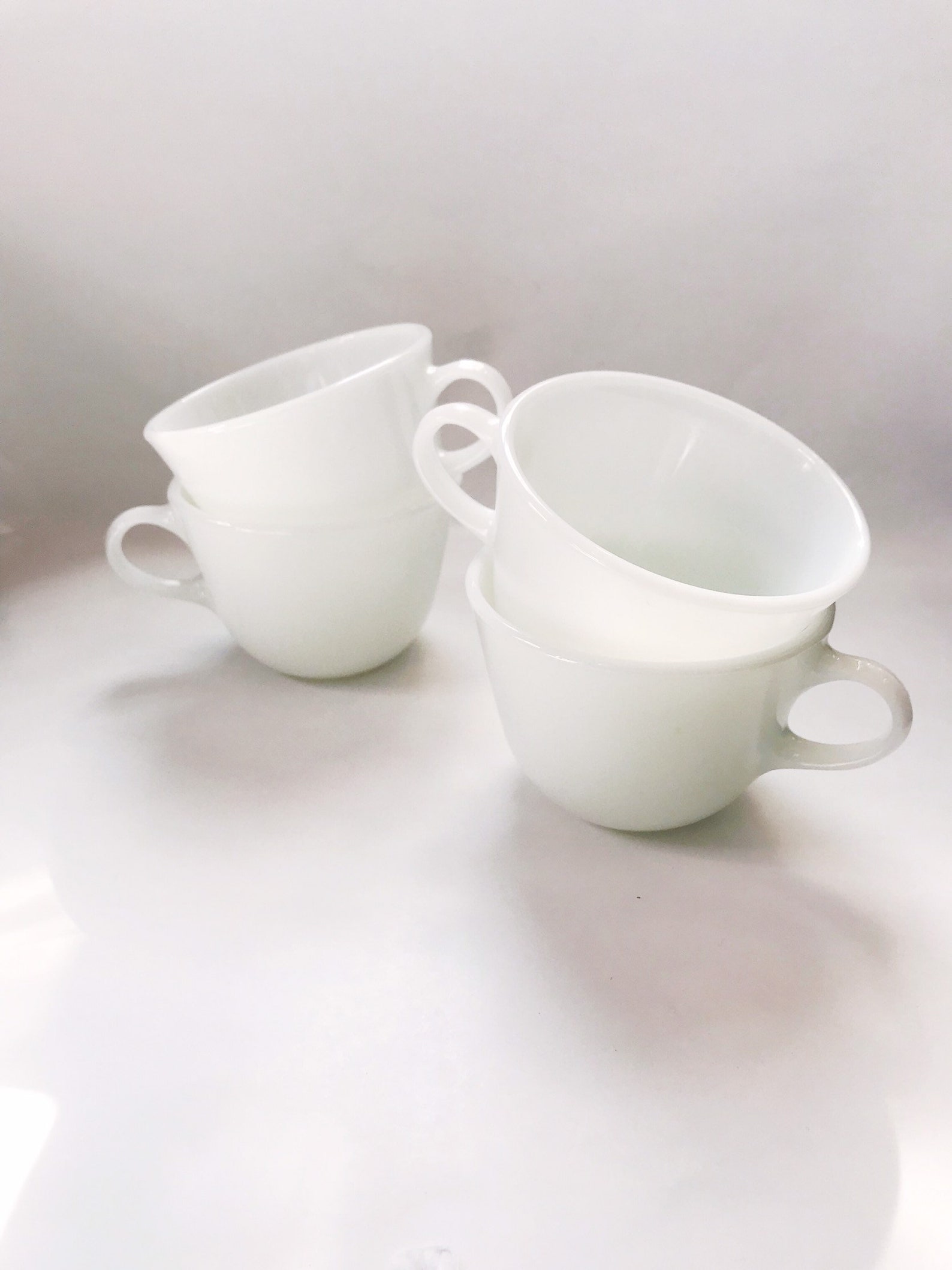 Vintage Pyrex Milk Glass Coffee Cups Set of 4 1970's 70s Etsy