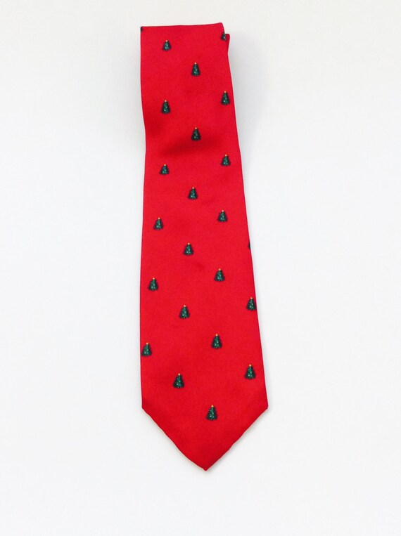 Vintage Ugly Christmas Tree Necktie Red Men's Hol… - image 2