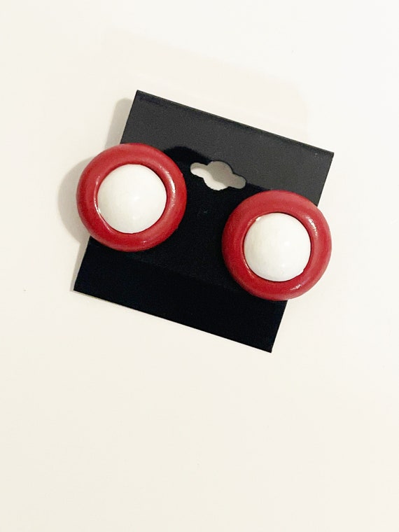 Vintage 1990s Circle Earrings Round Button Earrin… - image 2